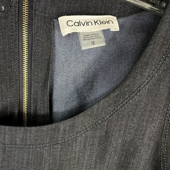 Calvin Klein Blue Sleeveless Shift Round Neck Dress Size 10 - Picture 4 of 9